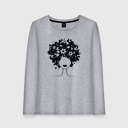 Лонгслив хлопковый женский Цветочная девушка, цвет: меланж