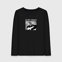 Лонгслив хлопковый женский Kurt Cobain rock legend, цвет: черный