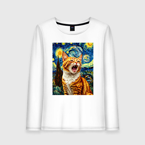 Женский лонгслив Крик котика / Белый – фото 1