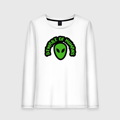 Женский лонгслив Остерегайтесь людей / Белый – фото 1