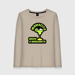Лонгслив хлопковый женский Мамасите нужна маргарита, цвет: миндальный