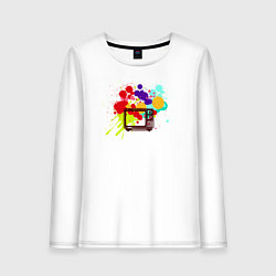 Лонгслив хлопковый женский Цветное телевидение, цвет: белый