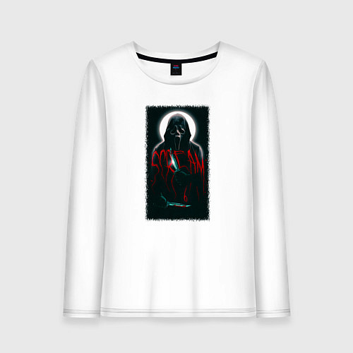 Женский лонгслив Крик гостфейс с луной / Белый – фото 1