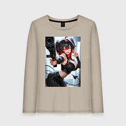Женский лонгслив Девушка-демон с пистолетом
