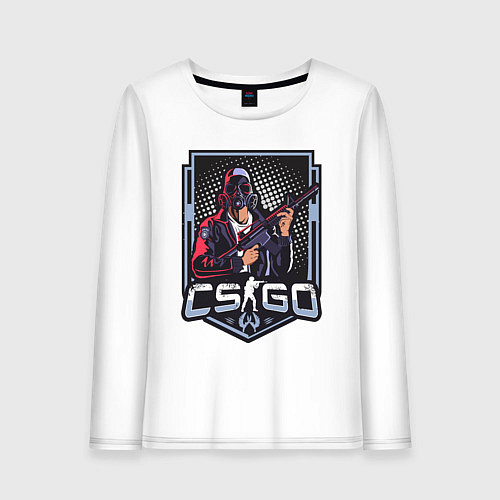 Женский лонгслив Counter-Strike - спецназовец в противогазе / Белый – фото 1