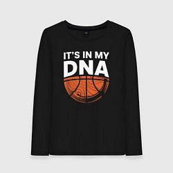 Лонгслив хлопковый женский Баскет у меня в днк, цвет: черный