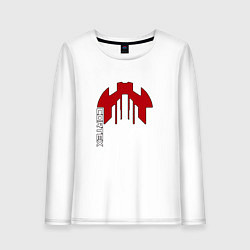 Лонгслив хлопковый женский Cortex красный чёрная обводка, цвет: белый