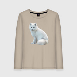 Лонгслив хлопковый женский Белая северная лиса, цвет: миндальный