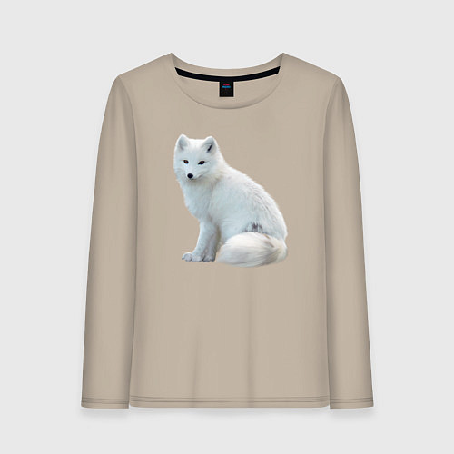 Женский лонгслив Белая северная лиса / Миндальный – фото 1