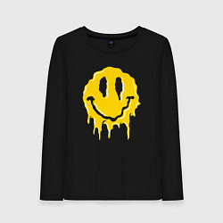 Лонгслив хлопковый женский Dripping smile, цвет: черный