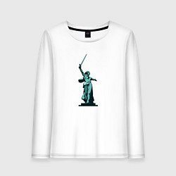 Лонгслив хлопковый женский Родина мать победа, цвет: белый