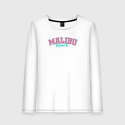 Лонгслив хлопковый женский Malibu Beach text, цвет: белый