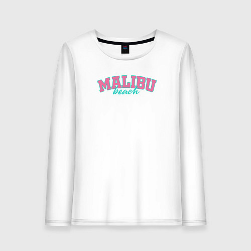 Женский лонгслив Malibu Beach text / Белый – фото 1