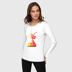 Лонгслив хлопковый женский Победа 9 мая праздник 80 лет, цвет: белый — фото 2