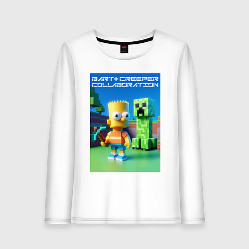 Женский лонгслив Bart and Creeper - collaboration ai art / Белый – фото 1