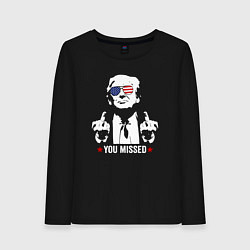 Лонгслив хлопковый женский Trump you missed, цвет: черный