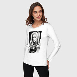 Лонгслив хлопковый женский Barbie - sketch ai art cyberpunk, цвет: белый — фото 2