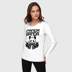 Лонгслив хлопковый женский Panda banda - mafia, цвет: белый — фото 2