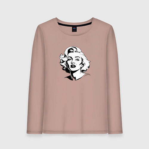 Женский лонгслив Мэрилин Монро в черно белом цвете / Пыльно-розовый – фото 1