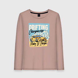 Лонгслив хлопковый женский Drifting championship, цвет: пыльно-розовый