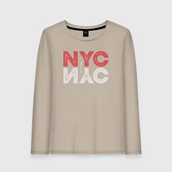 Лонгслив хлопковый женский NYC coordinates, цвет: миндальный