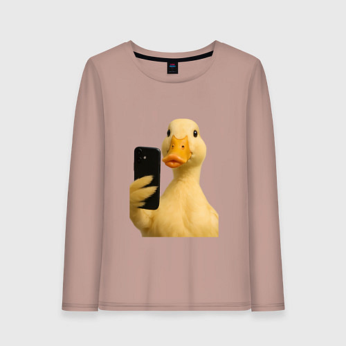 Женский лонгслив Утка делает селфи / Пыльно-розовый – фото 1