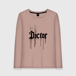 Лонгслив хлопковый женский Доктор черной краской, цвет: пыльно-розовый