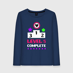 Лонгслив хлопковый женский 5 уровень пройден, цвет: тёмно-синий