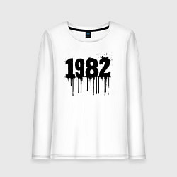 Лонгслив хлопковый женский Черная растекшаяся краска 1982, цвет: белый