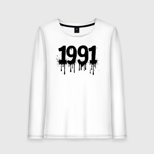 Женский лонгслив Черной краской 1991 / Белый – фото 1