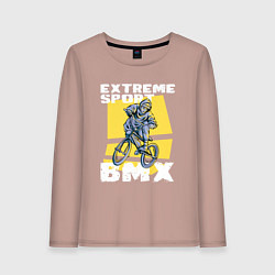 Лонгслив хлопковый женский BMX фристайл, цвет: пыльно-розовый
