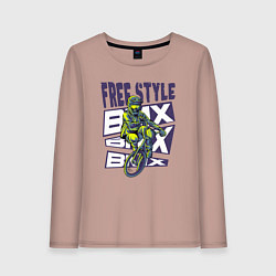 Лонгслив хлопковый женский BMX free style, цвет: пыльно-розовый