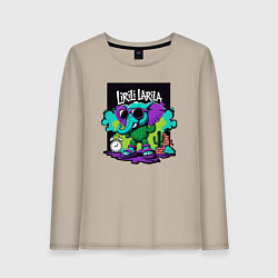 Лонгслив хлопковый женский Лирили Ларила итальянские мемы, цвет: миндальный