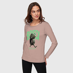 Лонгслив хлопковый женский Итальянский мем Бонека Амбалабу, цвет: пыльно-розовый — фото 2