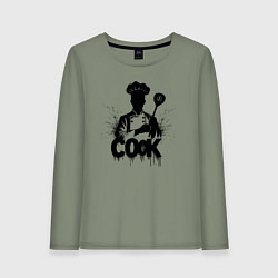 Лонгслив хлопковый женский Шеф-повар с лопаткой, цвет: авокадо
