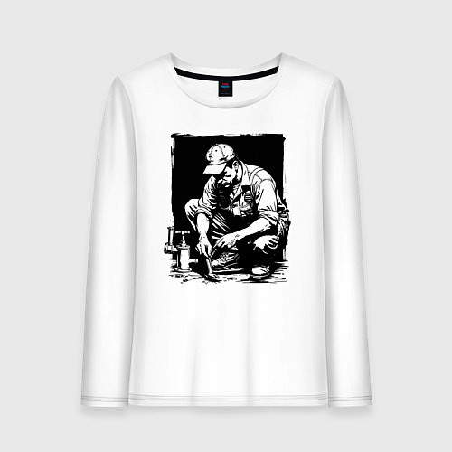 Женский лонгслив Сантехник / Белый – фото 1