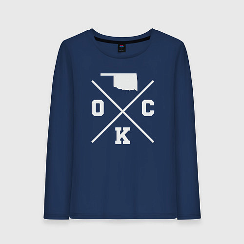 Женский лонгслив OKC map / Тёмно-синий – фото 1