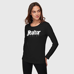 Лонгслив хлопковый женский Граффити риэлтор, цвет: черный — фото 2