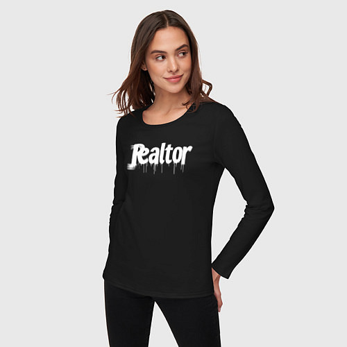 Женский лонгслив Граффити риэлтор / Черный – фото 3