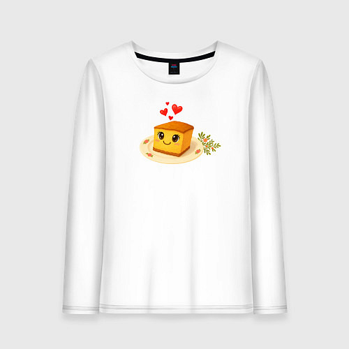 Женский лонгслив Пироженка на тарелке / Белый – фото 1