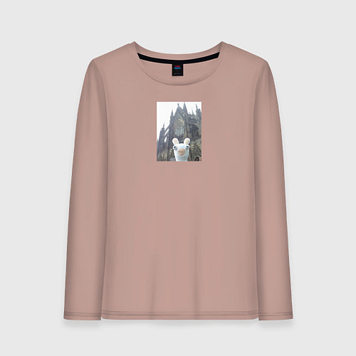 Женский лонгслив Зайяц турист / Пыльно-розовый – фото 1