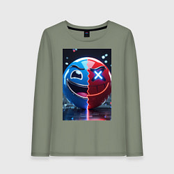 Лонгслив хлопковый женский Смайлик твоего переменного настроения, цвет: авокадо