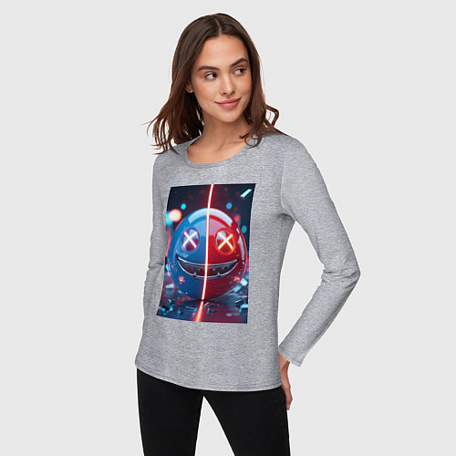 Женский лонгслив Смайлик твоего переменного настроения / Меланж – фото 3