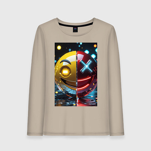 Женский лонгслив Смайлик твоего переменного настроения / Миндальный – фото 1