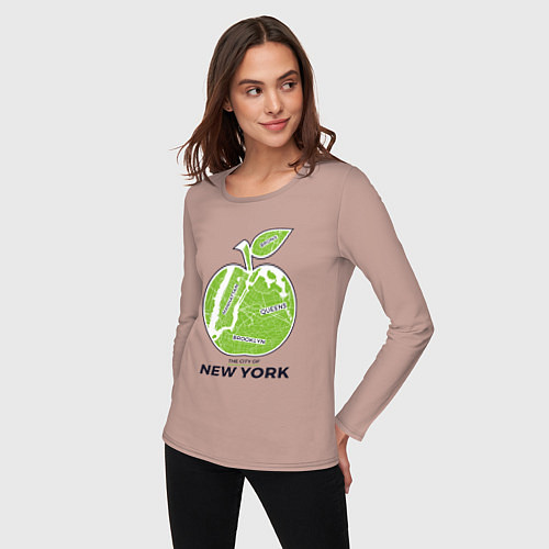 Женский лонгслив Сity of New York / Пыльно-розовый – фото 3