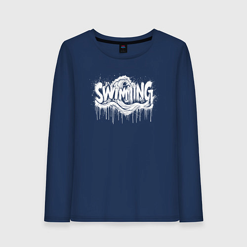 Женский лонгслив Плавание в стиле граффити / Тёмно-синий – фото 1