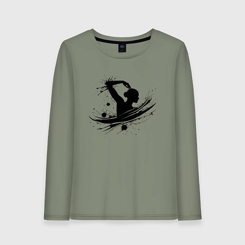 Женский лонгслив Плывущая девушка / Авокадо – фото 1