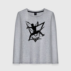 Лонгслив хлопковый женский Прыжки на батуте граффити, цвет: меланж