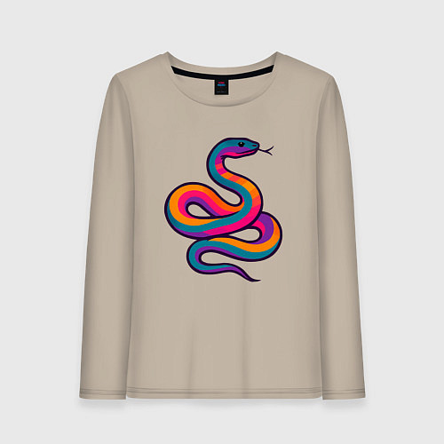 Женский лонгслив Абстрактная змейка / Миндальный – фото 1