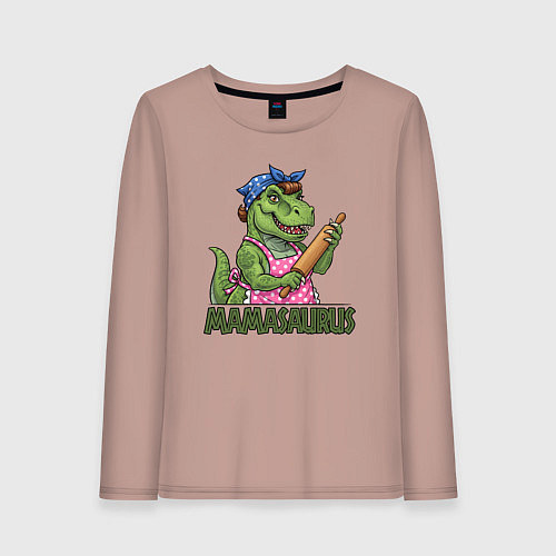 Женский лонгслив Мамазавр со скалкой для пары арт 3976797 / Пыльно-розовый – фото 1